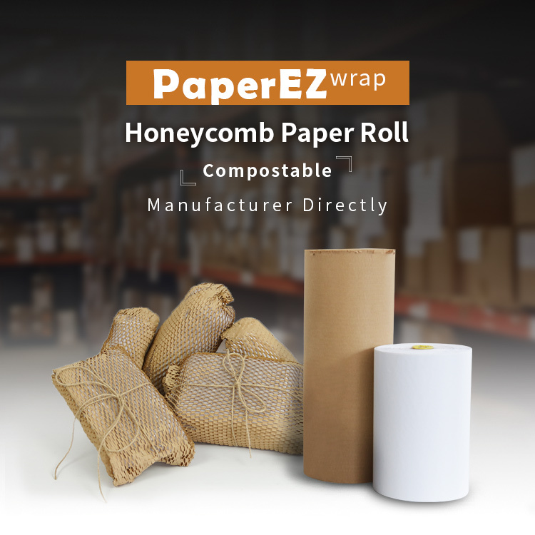 PaperEZ Honeycomb Paper Wrapping Roll: a compostable kraft paper roll direct from the manufacturer.