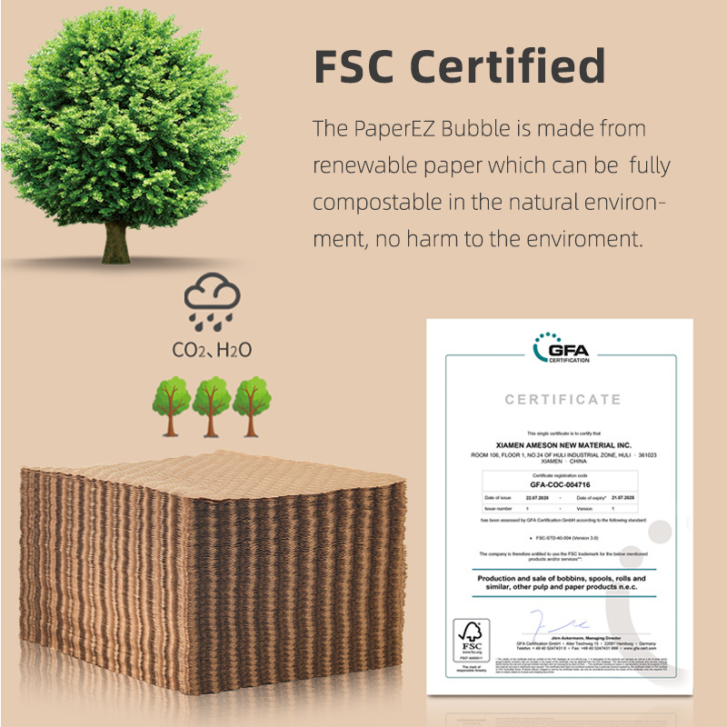 PaperEZ Paper Bubble: a product made from renewable paper, which is fully compostable and FSC certified.