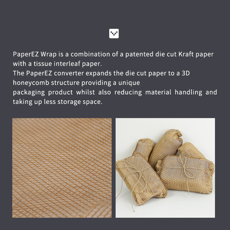PaperEZ Honeycomb Paper: a detailed view of its patented, two-layer honeycomb structure for unique packaging.