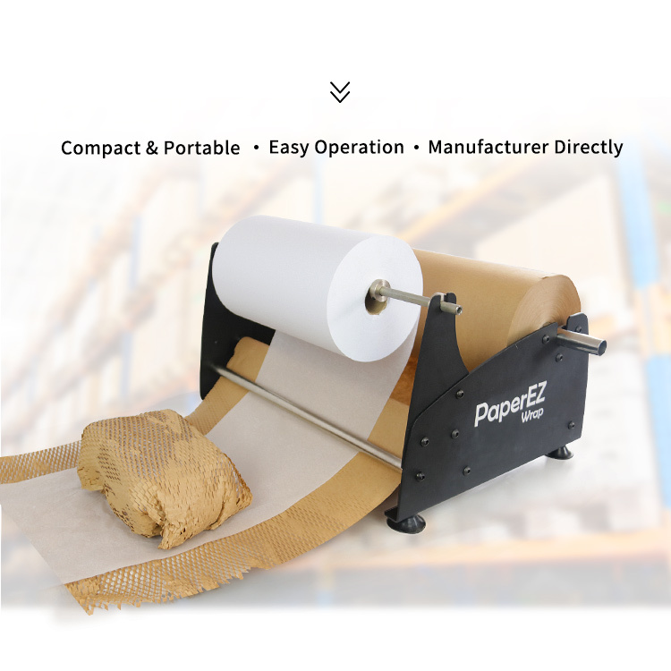 PaperEZ Honeycomb Paper Dispenser: shows a second paper roll rod and adjustable tension for better control.