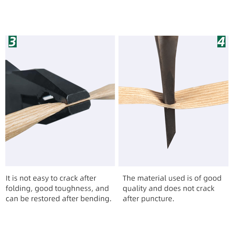 PaperEZ Strap: shows test results for its durability, including toughness after bending and resistance to puncture.
