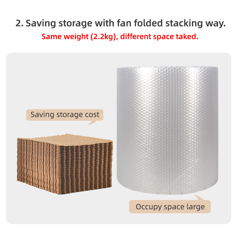 PaperEZ Paper Bubble: a fan-folded design to save storage space versus plastic wrap.
