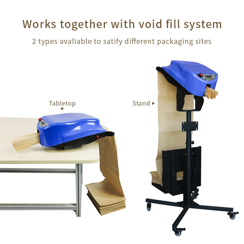 PaperEZ Smartfill: shows the machine in tabletop and stand configurations for versatile use.