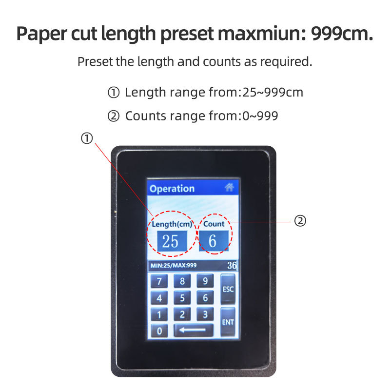 PaperEZ Bubble Machine 400: features a control panel with preset cutting length and count functions up to 999.