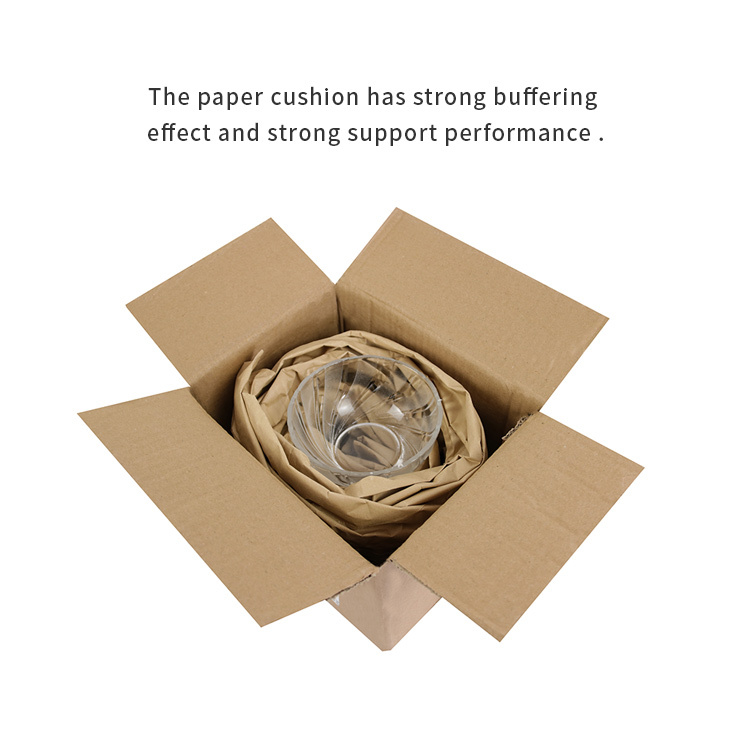 Void Fill Paper Cushioning Material: shows a glass bowl on the paper cushion for strong buffering.