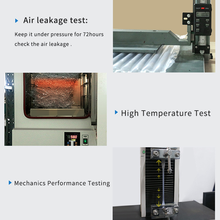 Ameson U Type Air Column Bag: a diagram showing product tests for performance and durability.