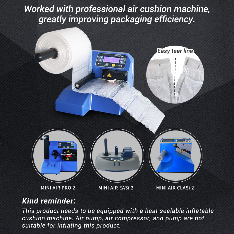 JifBag Inflatable Bubble Mailer Film Rolls: a diagram showing its compatibility with professional machines.
