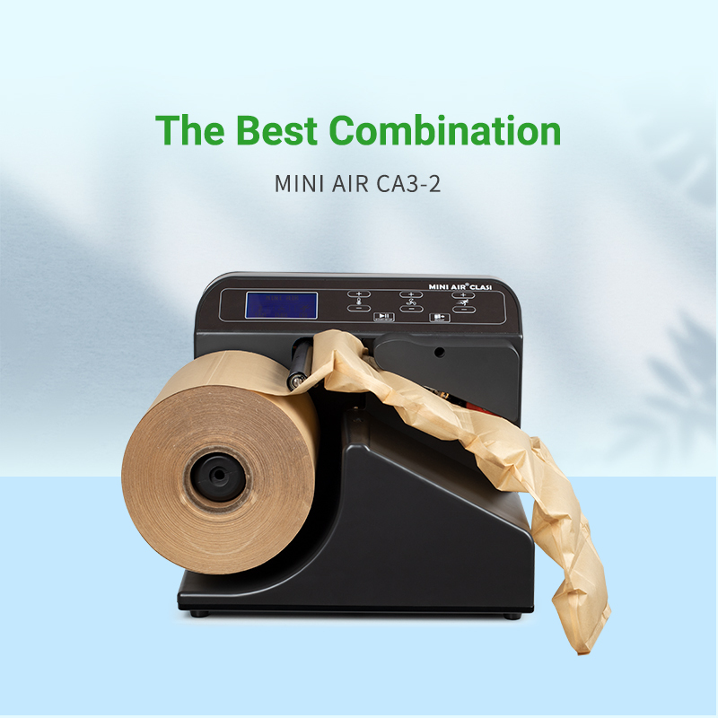BioAir Paper Air Pillow: a display showing it as the best combination with the MINI AIR CA3-2 machine.