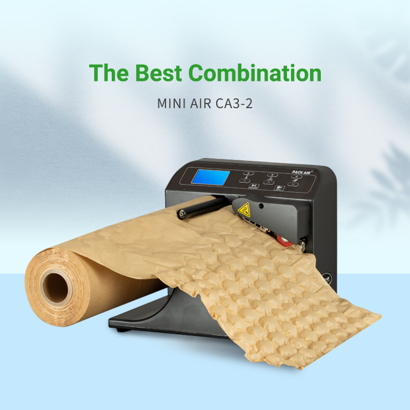 BioAir Paper Air Bubble: a display showing the best combination with the MINI AIR CA3-2 machine.