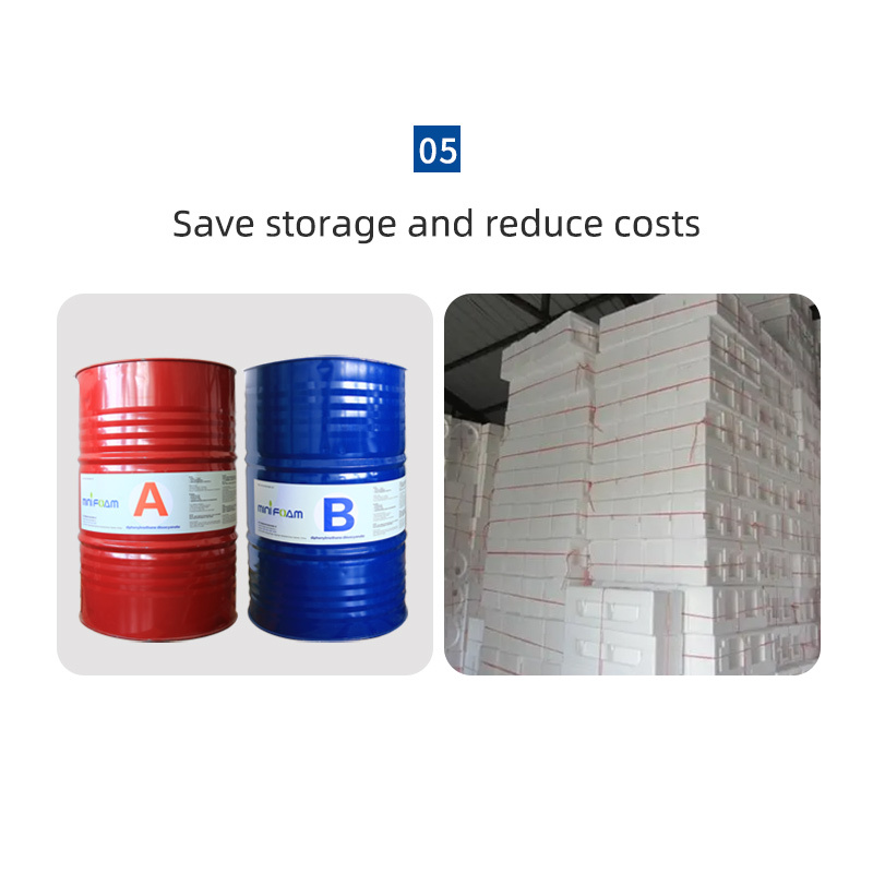 MINI FOAM automatic foam machine's A and B liquids save storage and reduce costs by only foaming when needed.