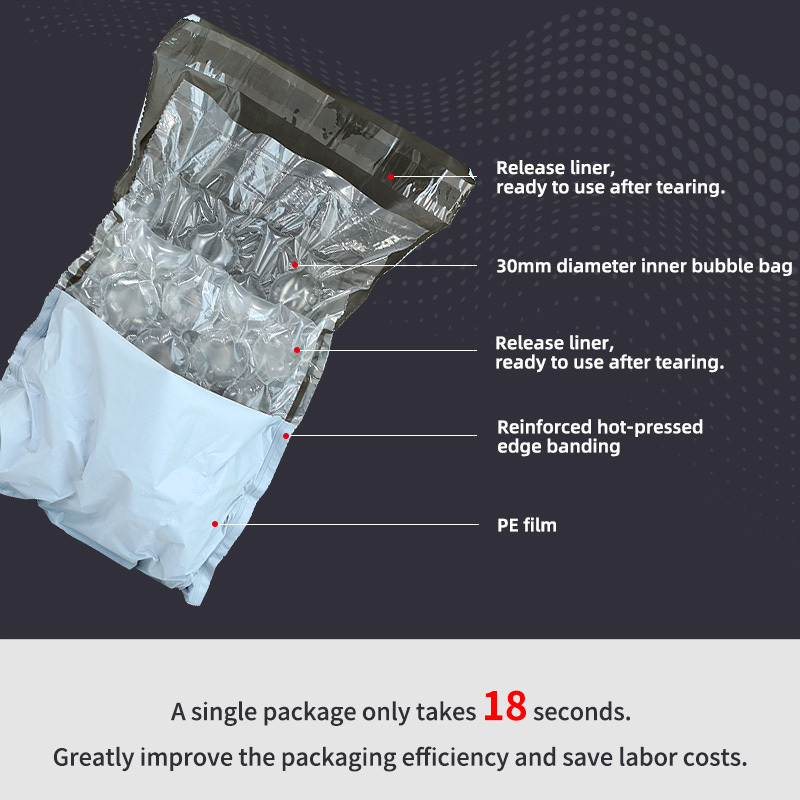 JifBag Plus Inflatable Bubble Mailer: a detail view highlighting its features and quick packaging time.