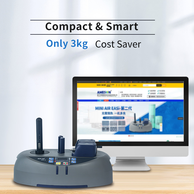 MINI AIR EA2 EASi2: a display showing the compact, 3kg machine on a desk.