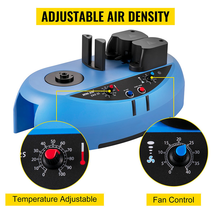 MINI AIR EA2S: a detail view of the adjustable temperature and fan control knobs.