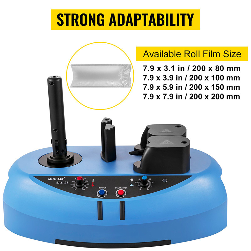 MINI AIR EA2S Easi2s Air Pillow Machine: a display showing its strong adaptability to various roll film sizes.