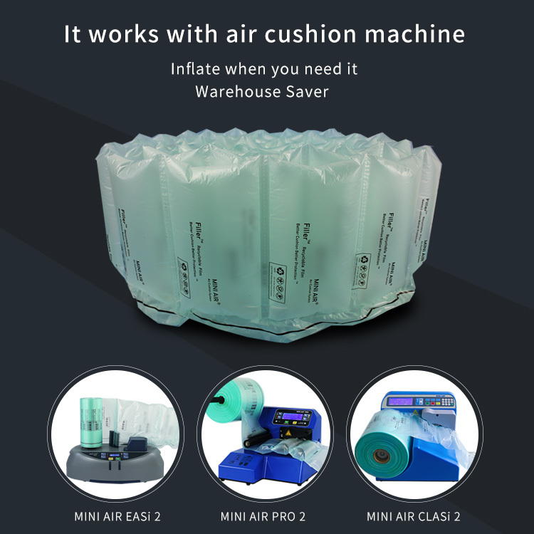 MINI AIR Air Pillow Film works with an air cushion machine for efficient, on-demand inflation and warehouse savings.