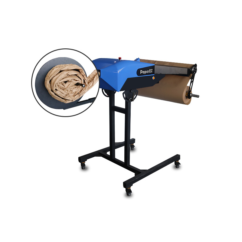PaperEZ SmartCushion Paper Cushion Machine: a working machine with a close-up of the cushion paper.
