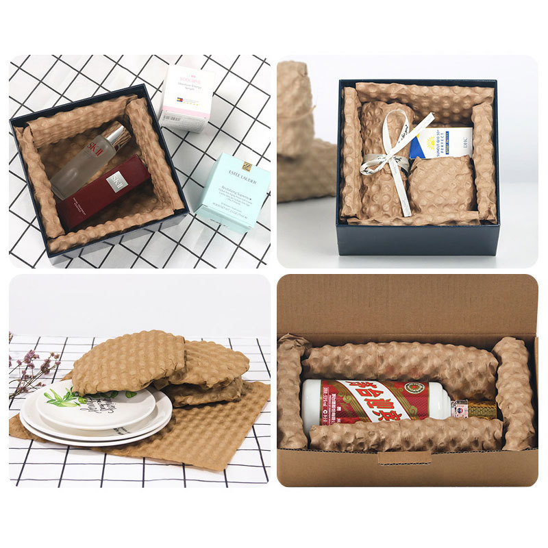 Kraft Paper Roll cases: protecting cosmetics, medicine, fragile plates, and a wine bottle.