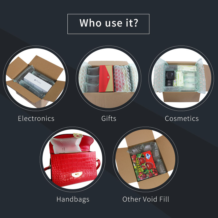 MINI AIR Air Pillow Film used for packaging electronics, gifts, cosmetics, and drinks as a protective void fill.