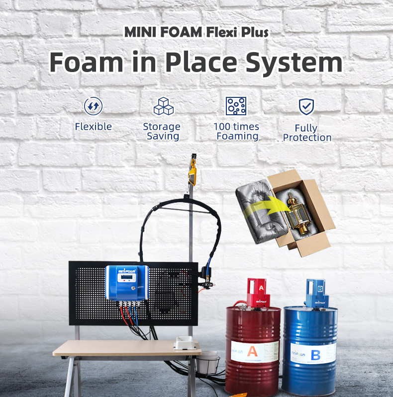 Mini Foam Flexi Plus: a foam-in-place system offering flexible, space-saving, and fully protective packaging.