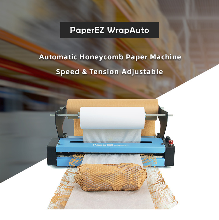 PaperEZ WrapAuto Honeycomb Paper Machine: an automatic, adjustable machine for efficient packaging.