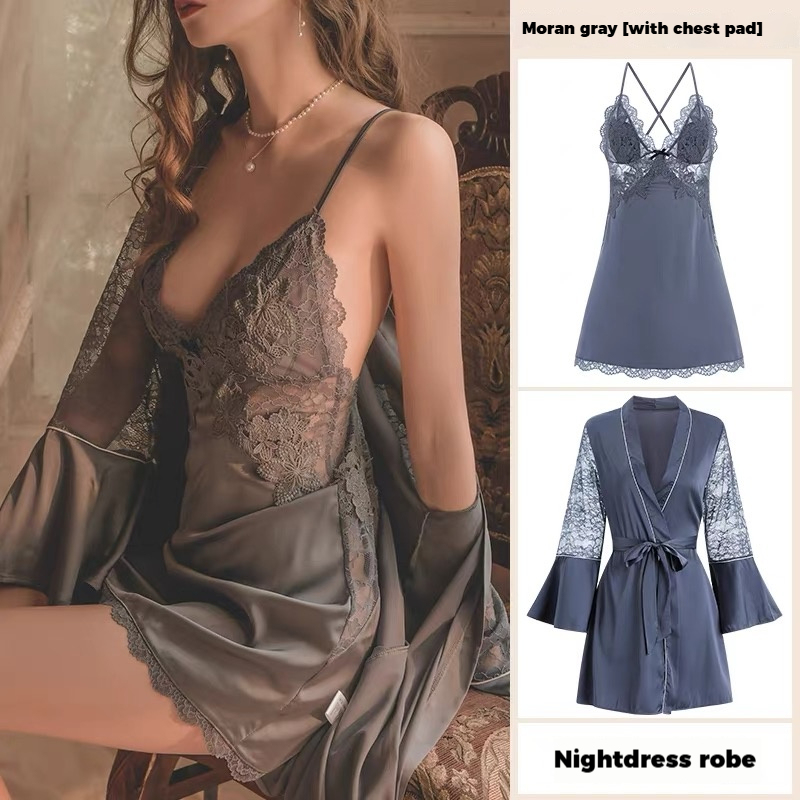 Dusktilldawn 2025 New Women's Silk Cami Nightgown with Built-in Bra - Pure Desire Style, Sexy Summer Pajamas Made of Mulberry Silk