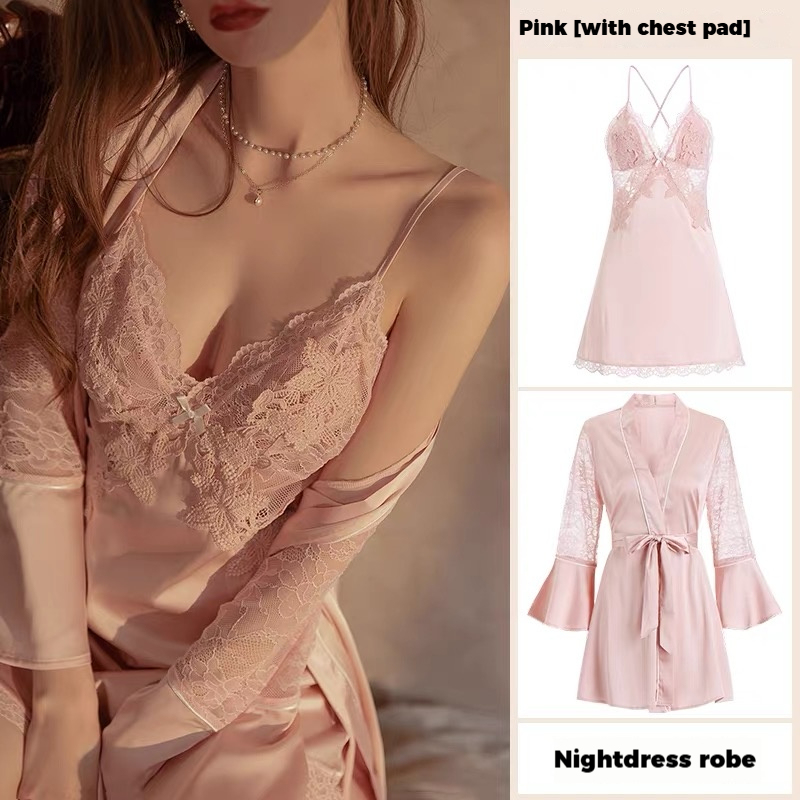 Dusktilldawn 2025 New Women's Silk Cami Nightgown with Built-in Bra - Pure Desire Style, Sexy Summer Pajamas Made of Mulberry Silk