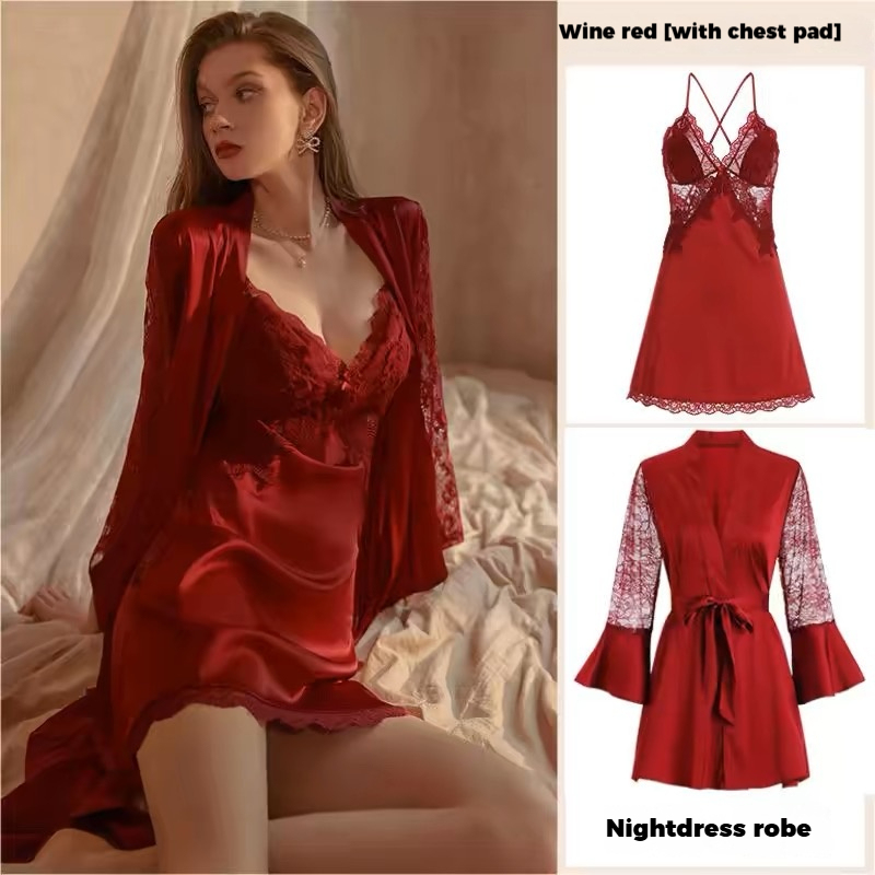 Dusktilldawn 2025 New Women's Silk Cami Nightgown with Built-in Bra - Pure Desire Style, Sexy Summer Pajamas Made of Mulberry Silk