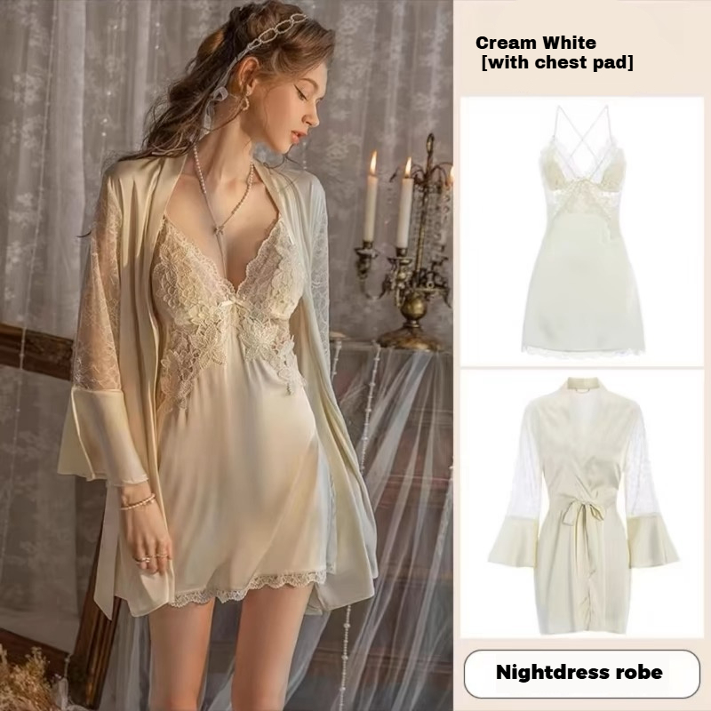 Dusktilldawn 2025 New Women's Silk Cami Nightgown with Built-in Bra - Pure Desire Style, Sexy Summer Pajamas Made of Mulberry Silk