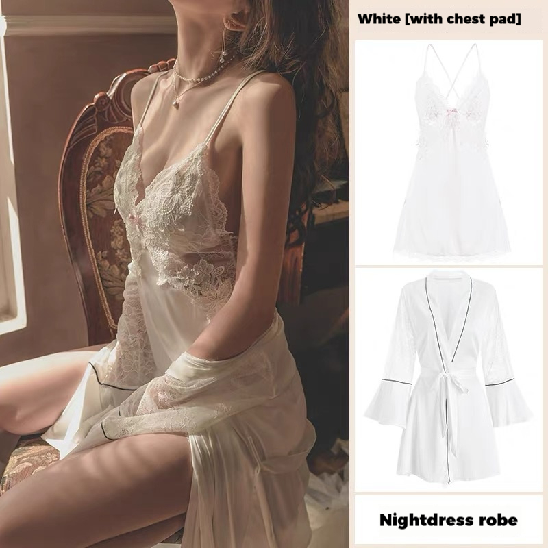 Dusktilldawn 2025 New Women's Silk Cami Nightgown with Built-in Bra - Pure Desire Style, Sexy Summer Pajamas Made of Mulberry Silk