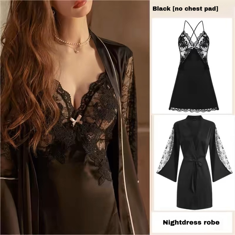 Dusktilldawn 2025 New Women's Silk Cami Nightgown with Built-in Bra - Pure Desire Style, Sexy Summer Pajamas Made of Mulberry Silk