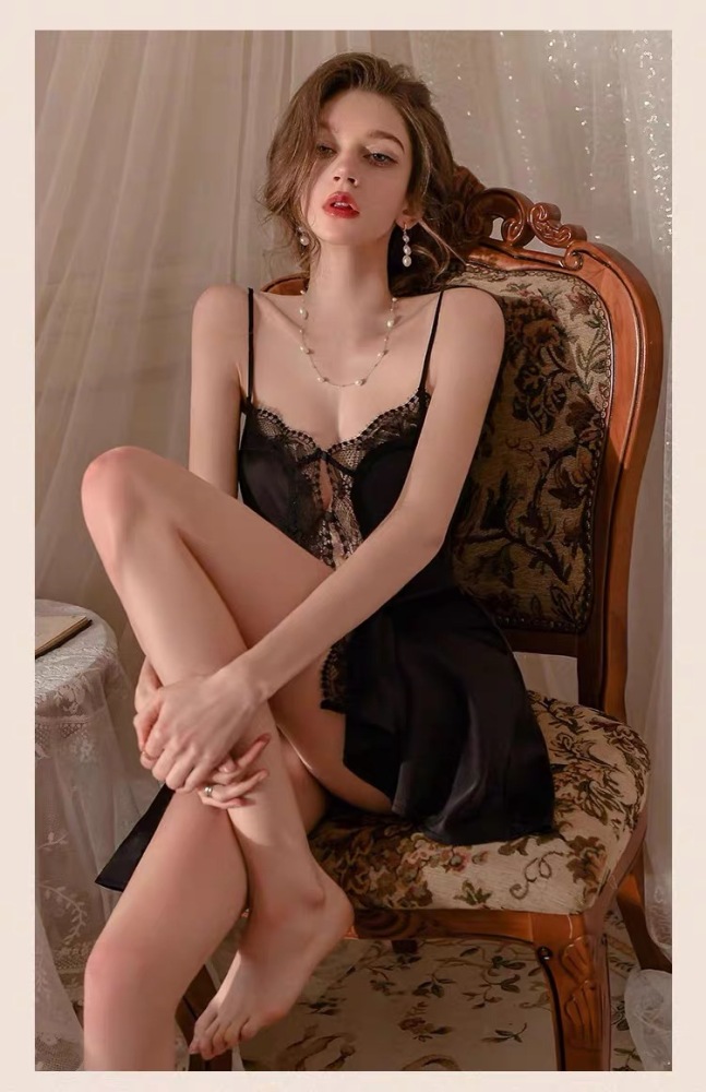 Sexy Solid Color Gorgeous Lace-Trimmed Silk Cami Sleep Dress for Women | 2025 Summer New Collection