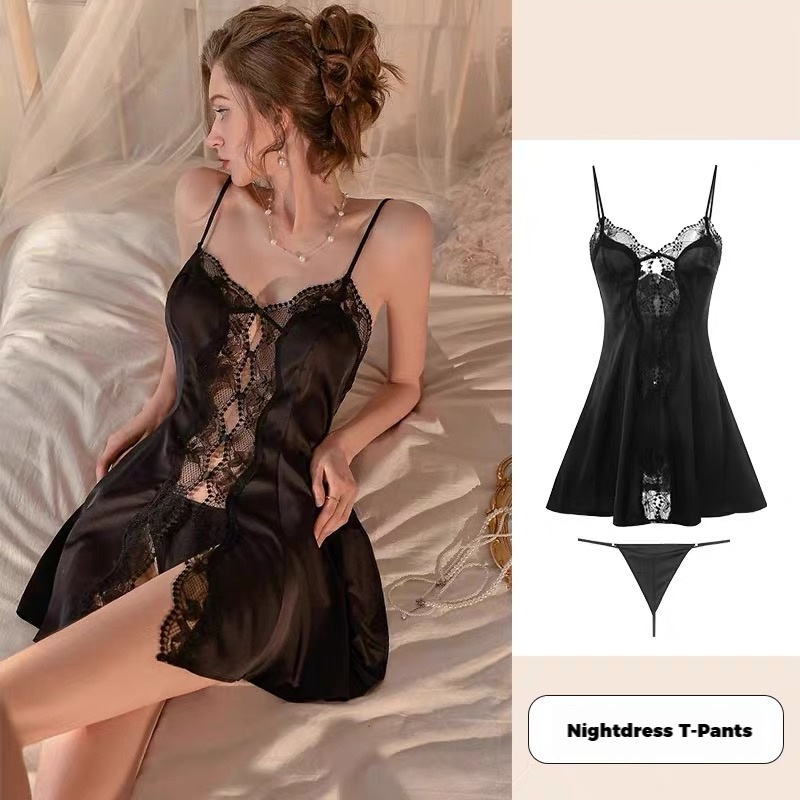 Sexy Solid Color Gorgeous Lace-Trimmed Silk Cami Sleep Dress for Women | 2025 Summer New Collection
