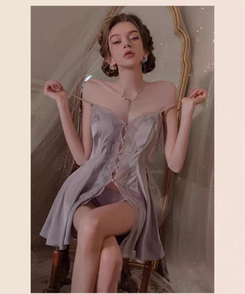 Sexy Solid Color Gorgeous Lace-Trimmed Silk Cami Sleep Dress for Women | 2025 Summer New Collection