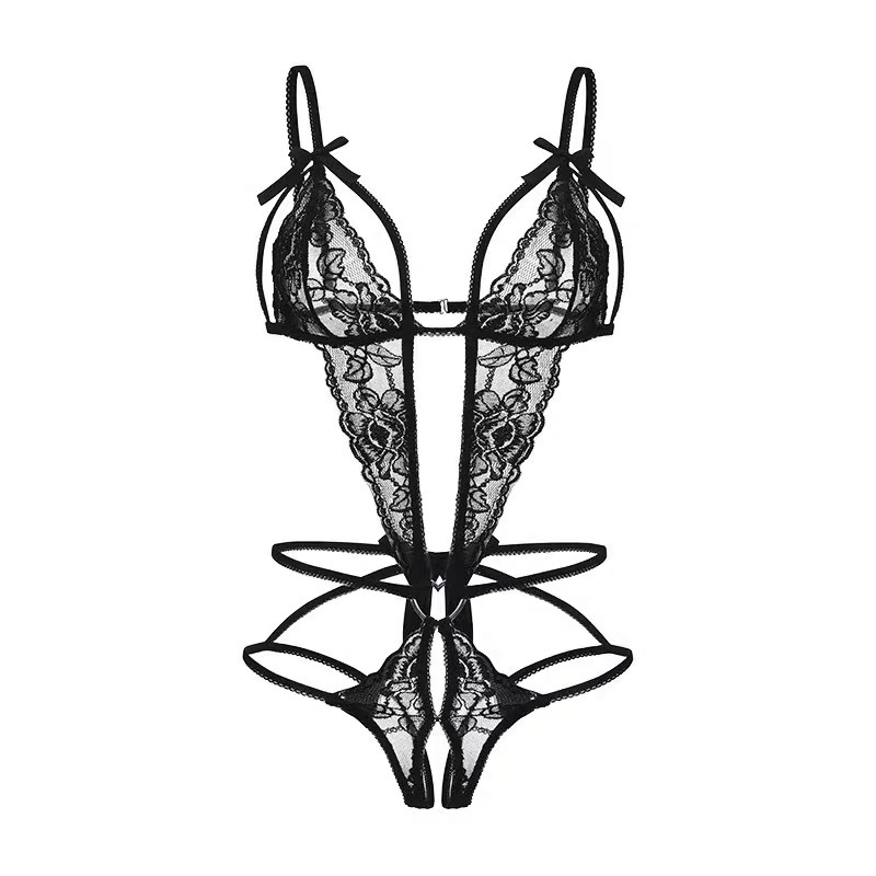 Sexy lingerie set, pure desire and sexy, no need to take off, one-piece lingerie, small chest temptation, bed sexy transparent pajamas for women