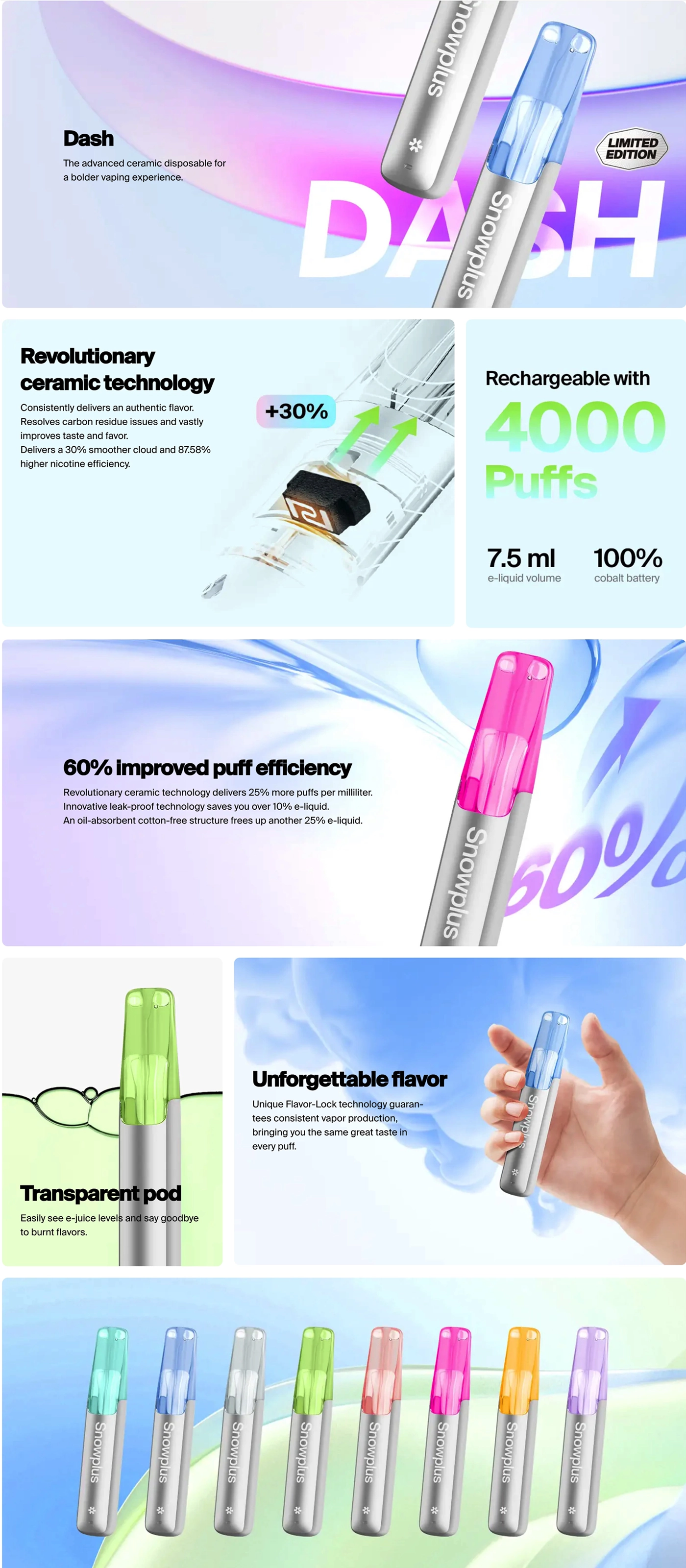 Dash (Limited Edition) Disposable Vape  4,000 Puffs, Ceramic Atomizer