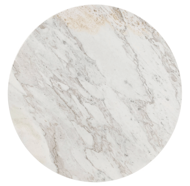 Snow Mountain White Natural Marble Coffee Table, Living Room Table, Unique Stone Design, Ø35.4 H9.8 Inch