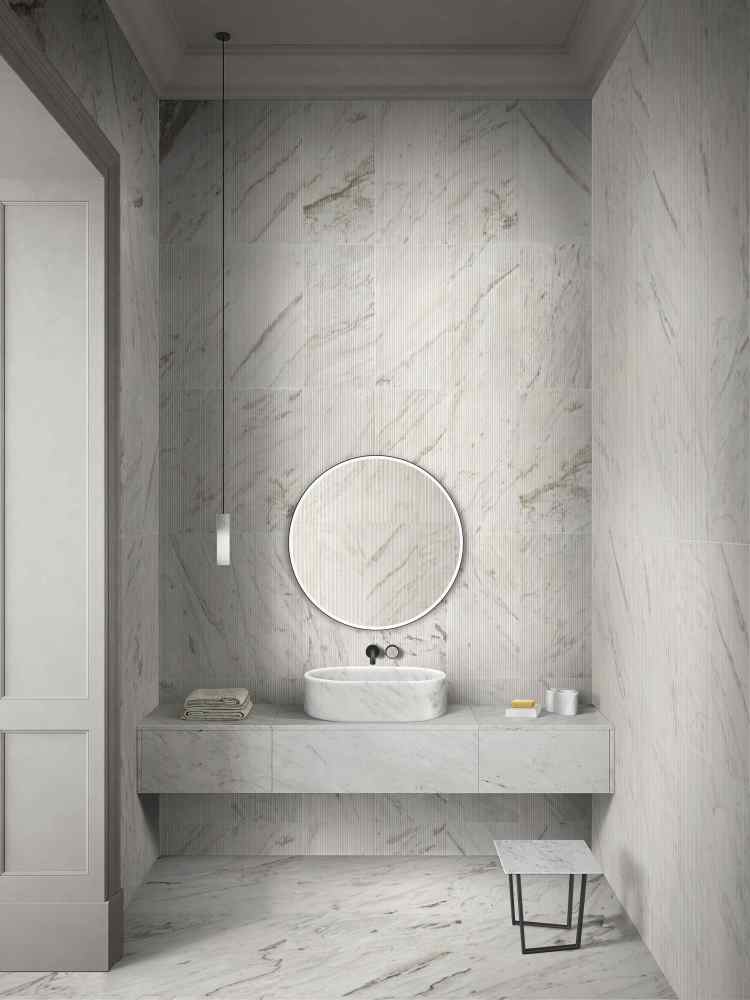 White natural marble bathroom vessel sink, semi-polished surface, natural stone, genuine marble, real marble, 23.6x15.7xH5.9 Inches/600X400XH150 mm
