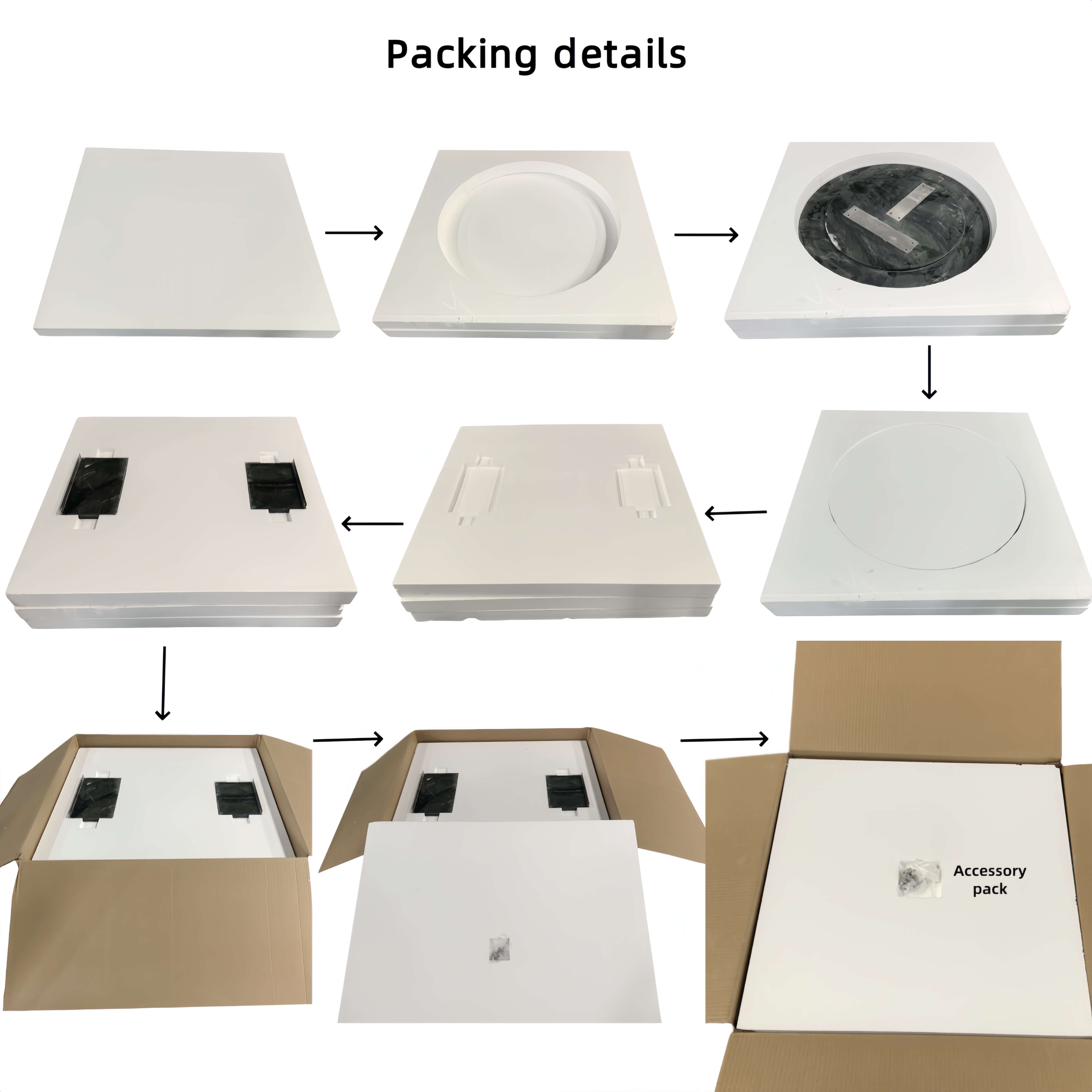 Secure multi-layer foam packaging for natural stone table, ensuring damage-free delivery from USA warehouse.