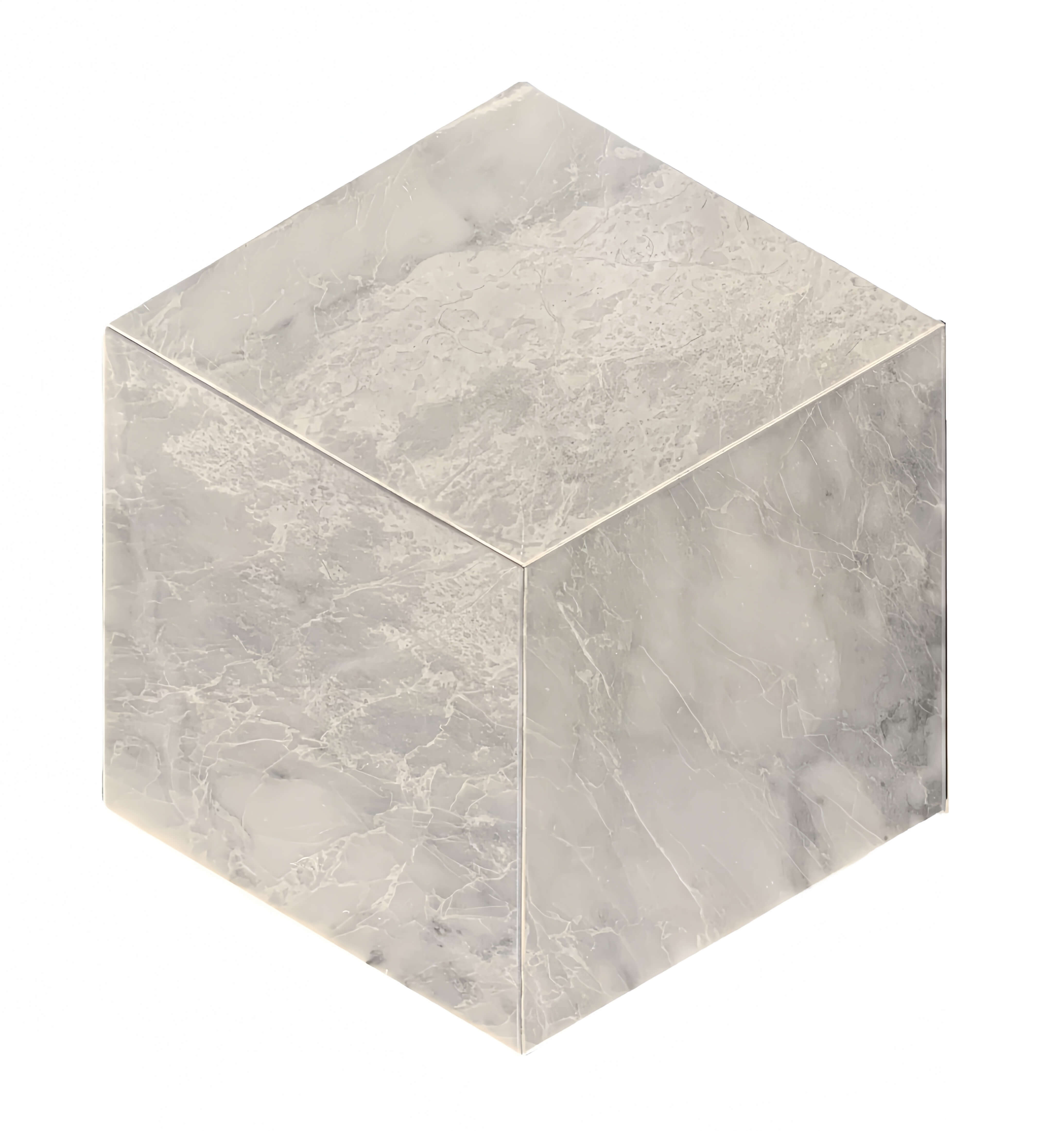 Single Carrara Gray polished marble hexagon tile featuring a stunning 3D cube illusion, crafted from 100% natural exclusive stone.