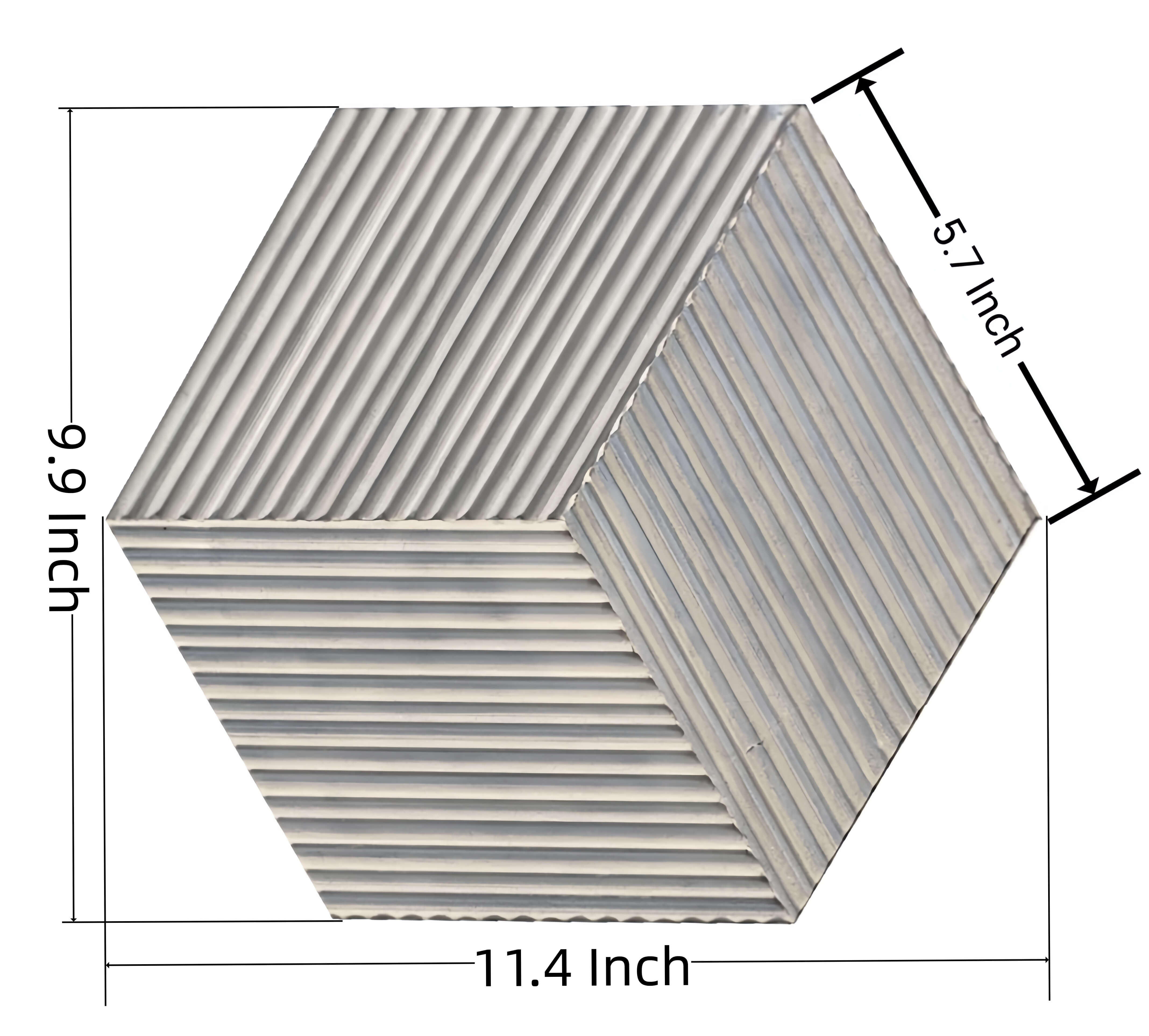 Front dimensions of the Carrara Gray geometric marble tile showing 11.4 inches in width and 9.9 inches in height.
