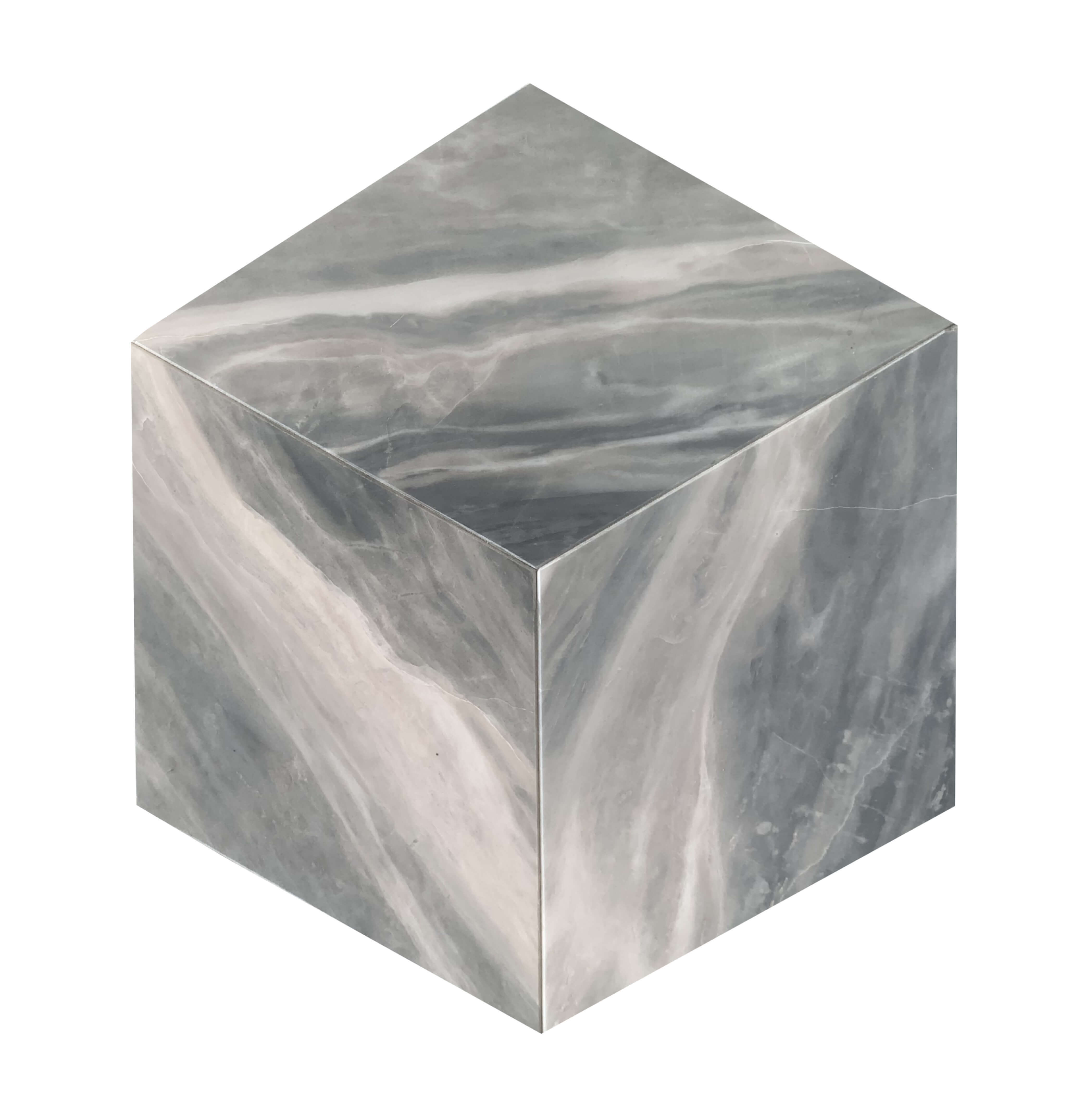 Hexagon Carrara gray marble tile with a honed finish, featuring a unique 3D cube geometric design for high-end modern interiors.
