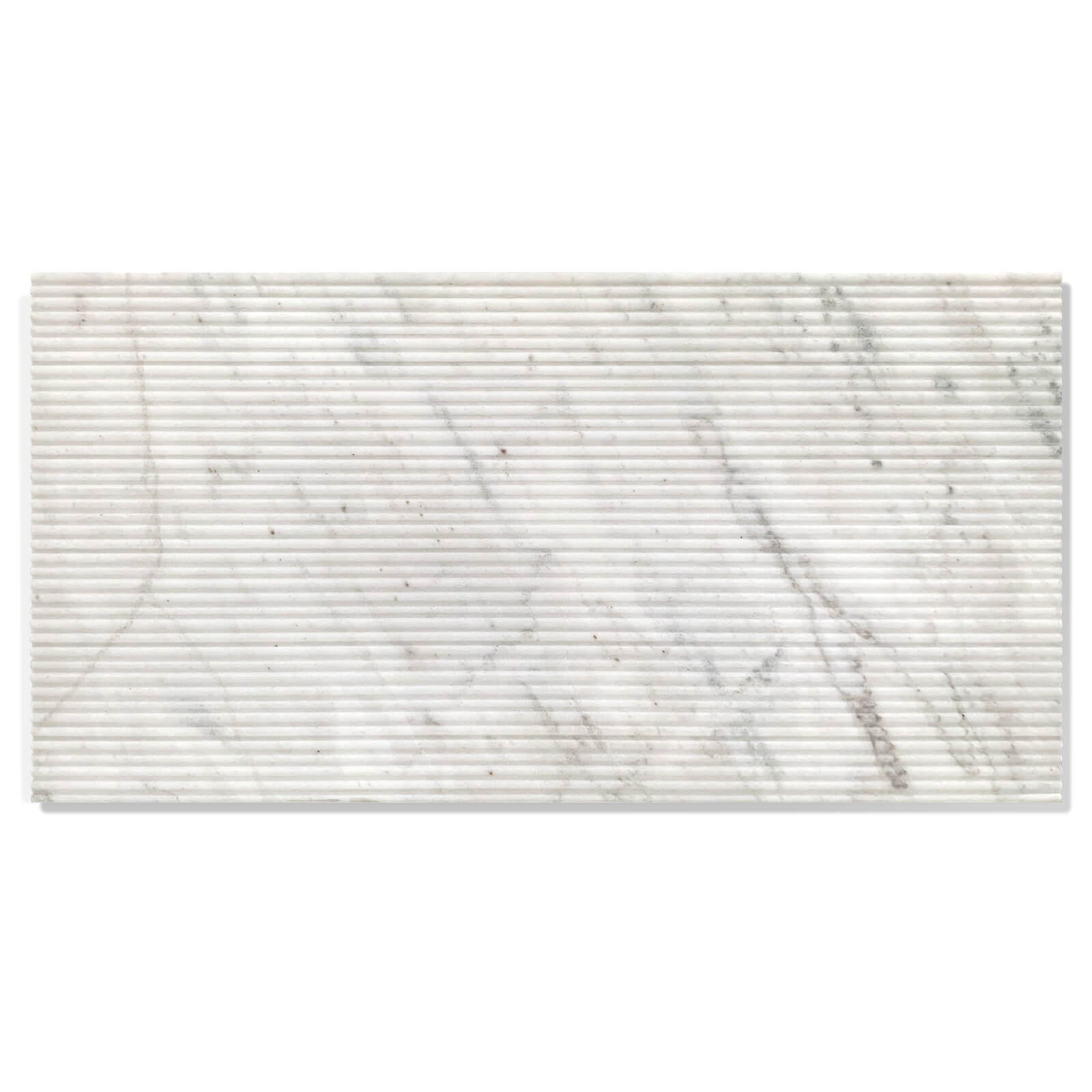 Front view of Snow Mountain White marble wall tile showcasing its premium 3D fluted texture.