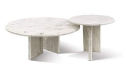 Snow Mountain White Natural Marble Nesting Coffee Table Set (2-Piece) | Round 28
