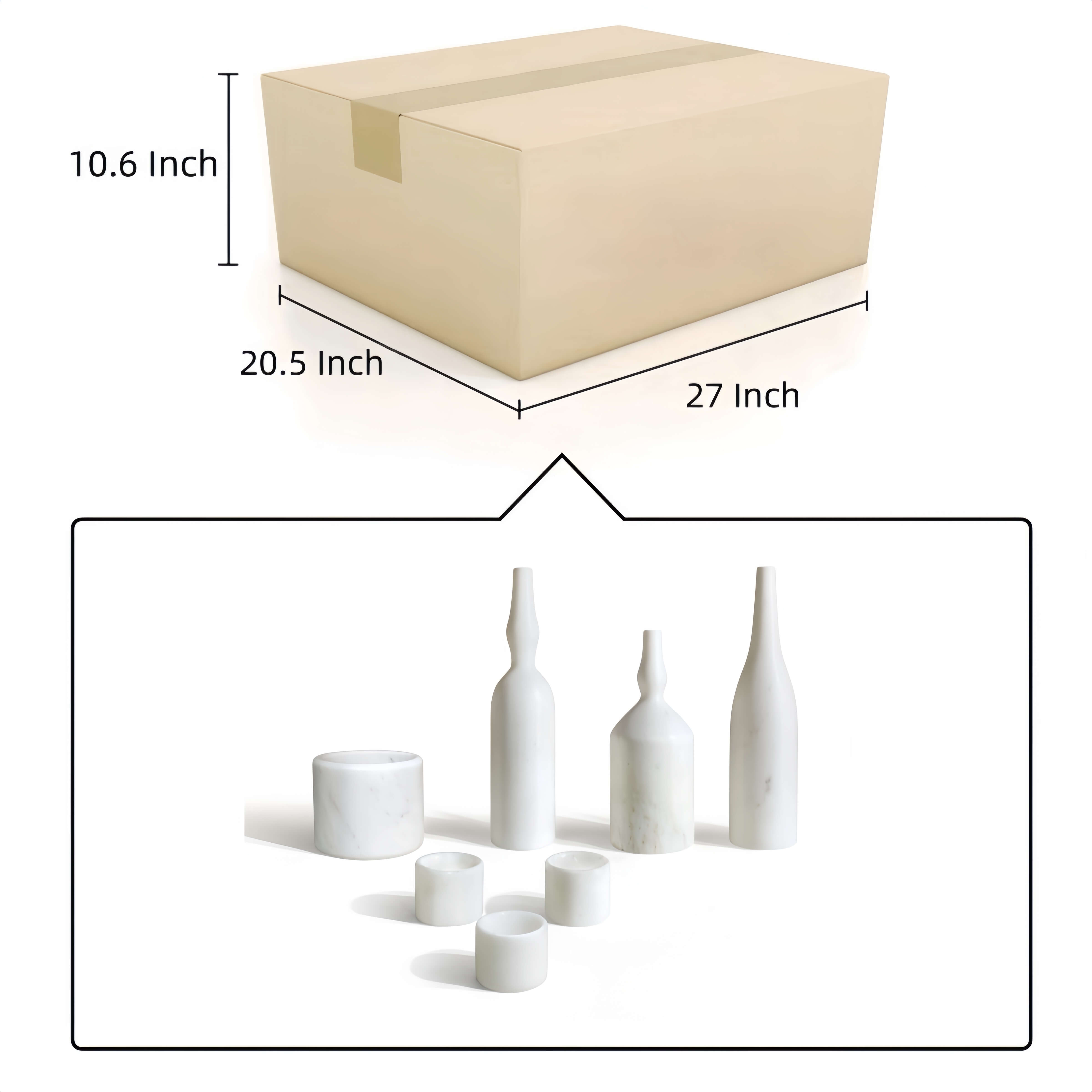 Secure damage-proof outer packaging box for the 7-piece luxury marble decor set. Ensuring your high-end stone accessories arrive safely.