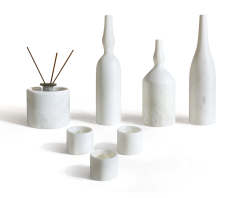 7-Piece Luxury Snow Mountain White Marble Decor Set | Matte Honed Home Accessories