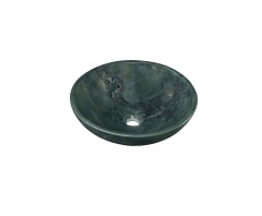 Diamond Green Natural Marble Round Bathroom Vessel Sink, Polished Finish, Ø15.7