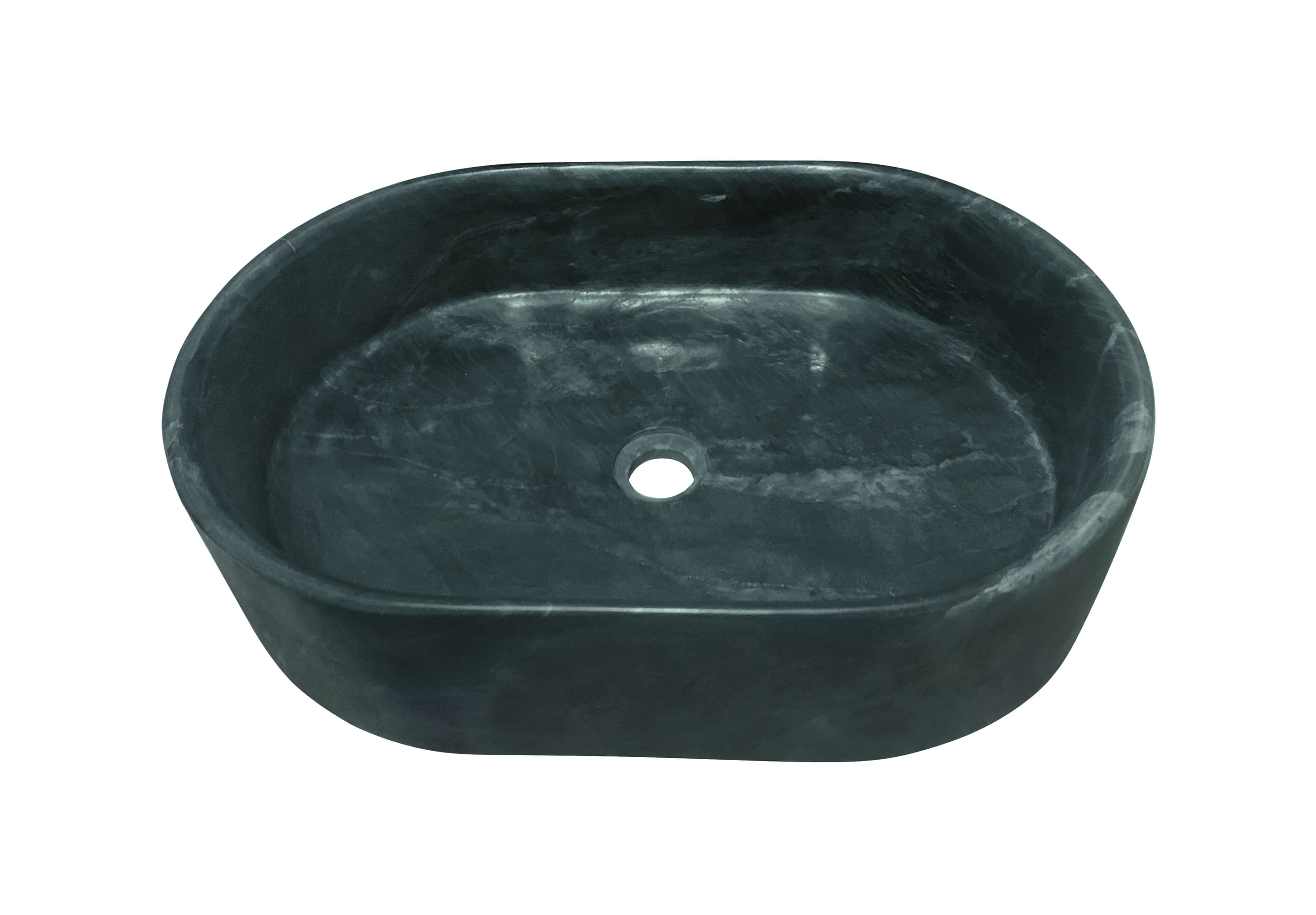 Close-up view of a Diamond Green polished marble sink, highlighting the deep emerald tones and fine natural mineral lines.