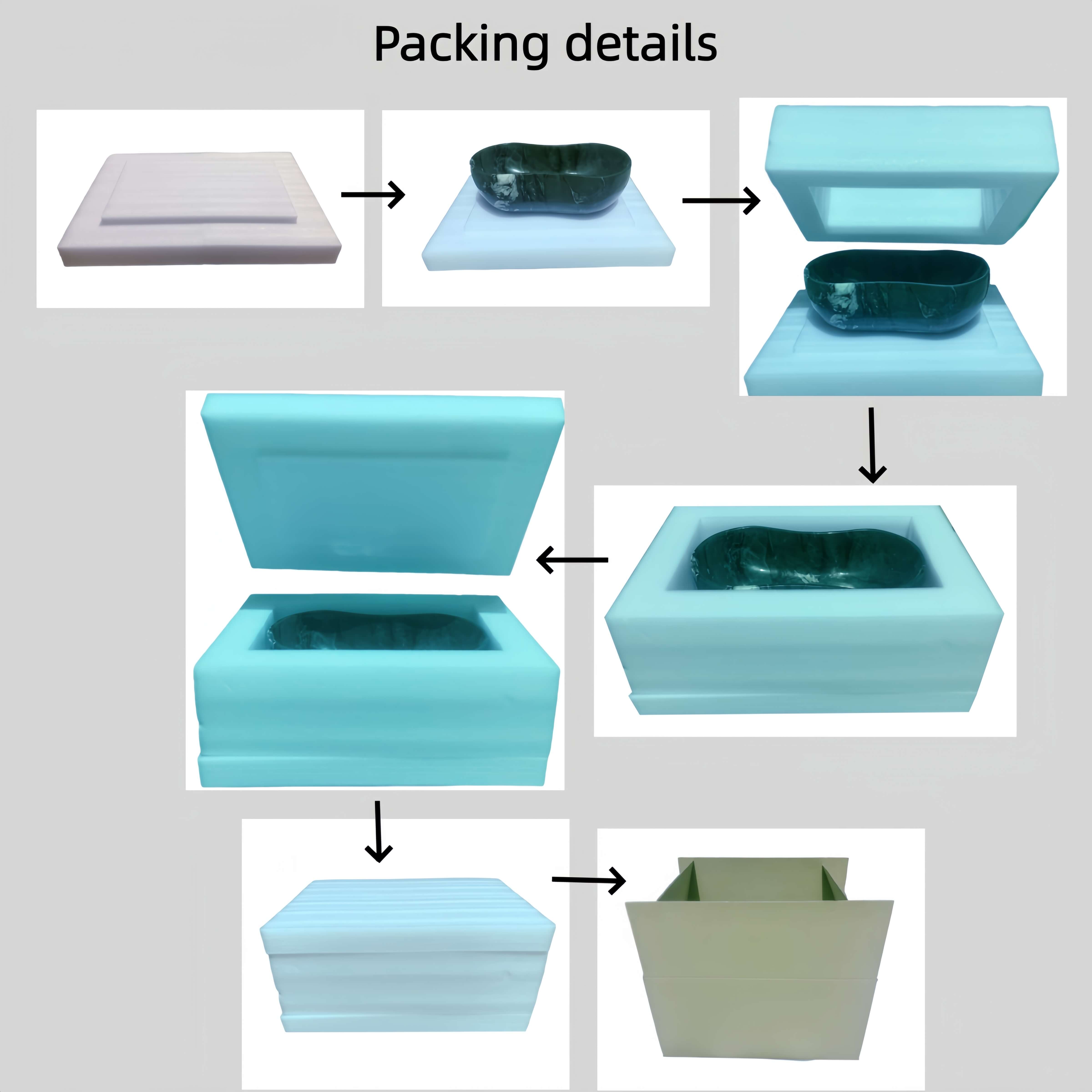 Secure shipping protection for marble sinks featuring full-coverage shock-absorbing foam and heavy-duty carton to ensure damage-free delivery.