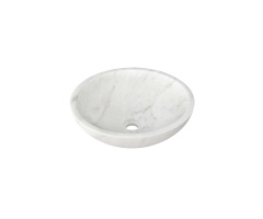 Snow Mountain White Marble Vessel Sink — Carved from a Single Natural Block | Ø15.7