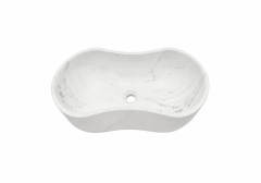 Snow Mountain White Natural Marble Wave Vessel Sink - Honed | 23.6×14.2×H7.1 in / 600×360×H180 mm (Sink Only)